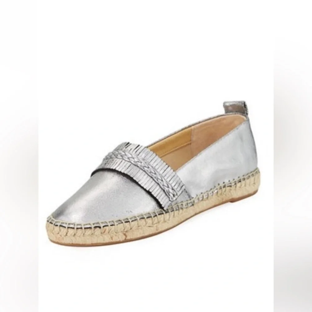 Splendid Jaime Metallic Silver Slip-On Espadrille Shoes 7 Fringe Women’s